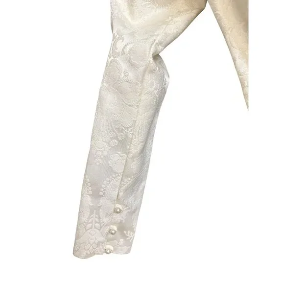 Vintage Jessica McClintock Ivory Lace Dress 6 Off-Shoulder Beaded Bridal Mini - Picture 9 of 12